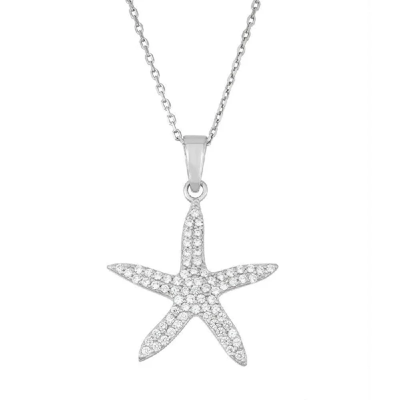 Necklaces and pendants with sun and moon motifs for a celestial-inspired design-Sterling Silver CZ Starfish Pendant