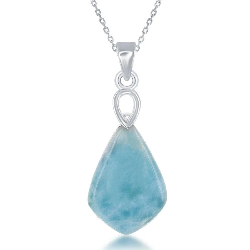 Necklaces and pendants with personalized charms for a custom piece of jewelry-Sterling Silver Diamond Shaped Larimar Pendant