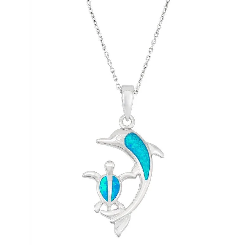 Best necklaces and pendants with heart-shaped designs for a romantic look-Sterling Silver Dolphin and Turtle Pendant