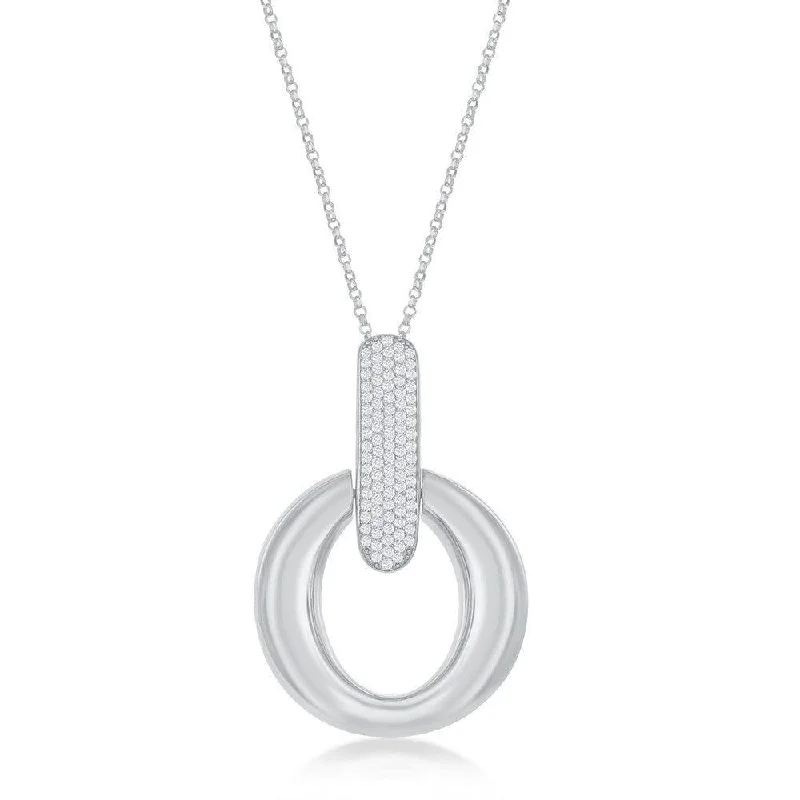 Necklaces and pendants with leaf-shaped designs for an earthy, organic feel-Sterling Silver Door-Knocker Pave Pendant Chain