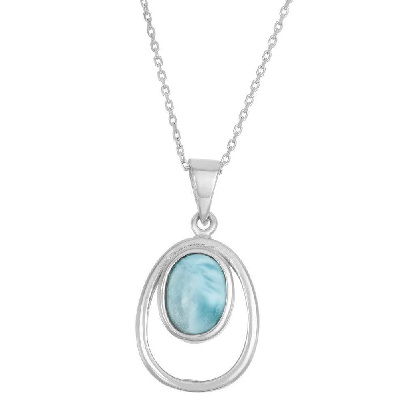 Best necklaces and pendants with crystal accents for a sparkling and elegant style-Sterling Silver Double Oval Larimar Pendant