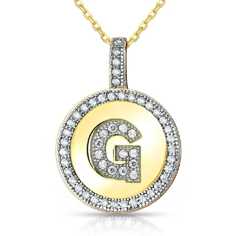 Necklaces and pendants with love knot designs for a romantic, meaningful symbol-Sterling Silver Gold Plated Circle "G" Pendant with Chain