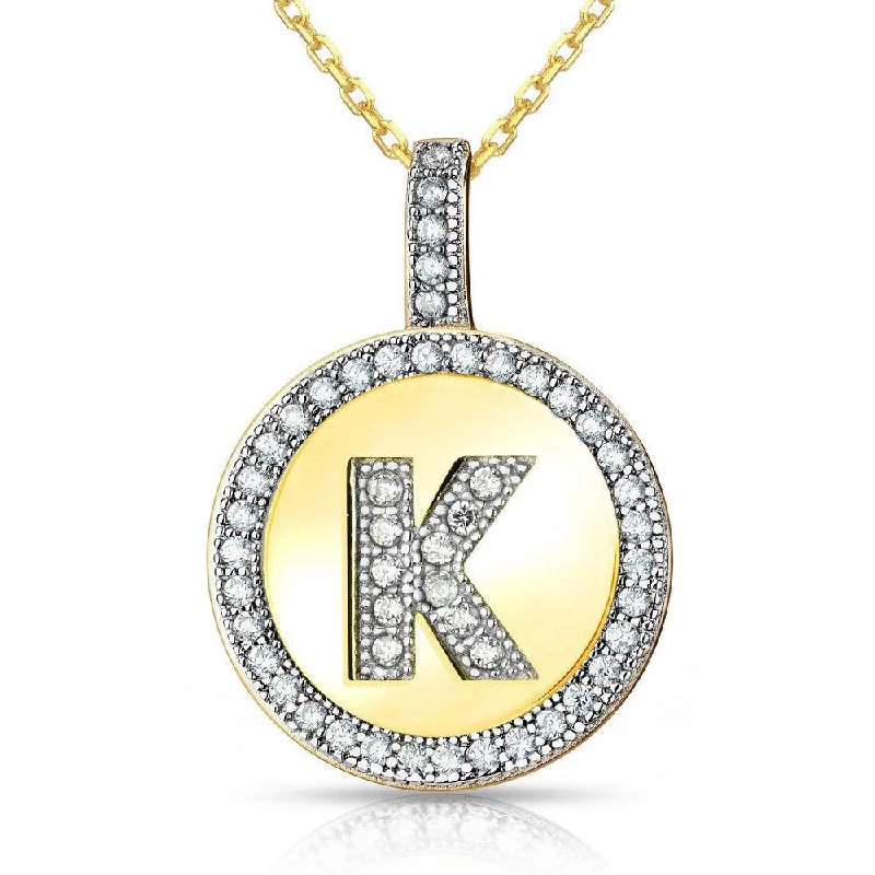 Beautiful necklaces and pendants with natural stones for an earthy, organic vibe-Sterling Silver Gold Plated Circle "K" Pendant with Chain