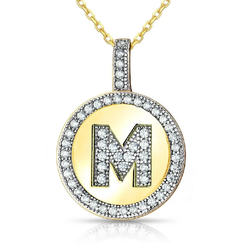 Best necklaces and pendants with oval pendants for a classic, elegant shape-Sterling Silver Gold Plated Circle "M" Pendant with Chain