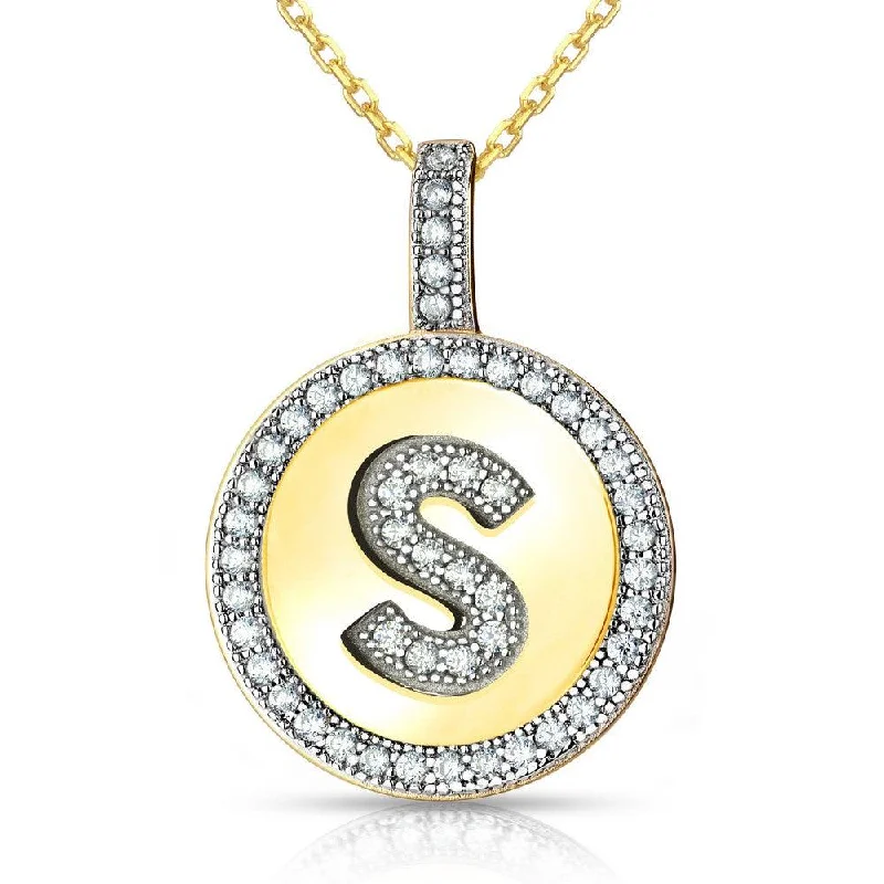 Best necklaces and pendants with statement designs for a fashionable accessory-Sterling Silver Gold Plated Circle "S" Pendant with Chain