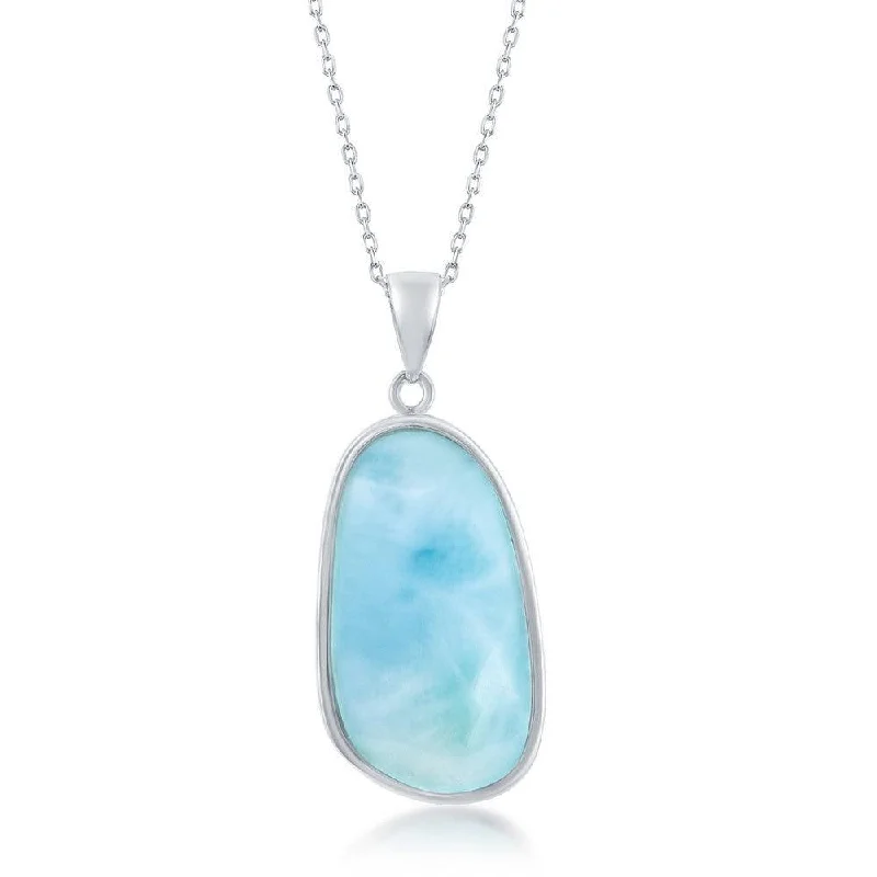 Best necklaces and pendants with matching rings for a coordinated jewelry set-Sterling Silver Irregular Shape Larimar Pendant