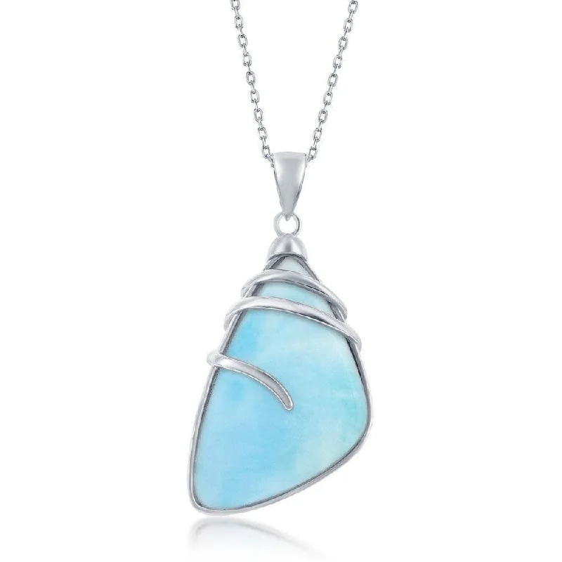 Simple necklaces and pendants with tiny charms for a delicate and casual vibe-Sterling Silver Irregular Shape Larimar Pendant