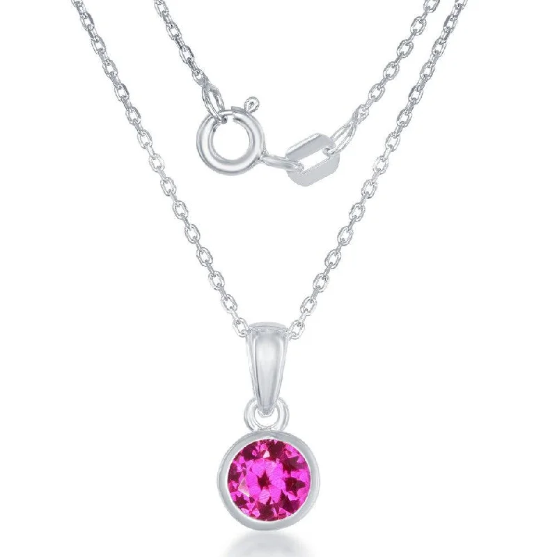 Best necklaces and pendants with intricate beadwork for a bohemian-inspired look-Sterling Silver July Ruby Bezel Set Pendant Chain