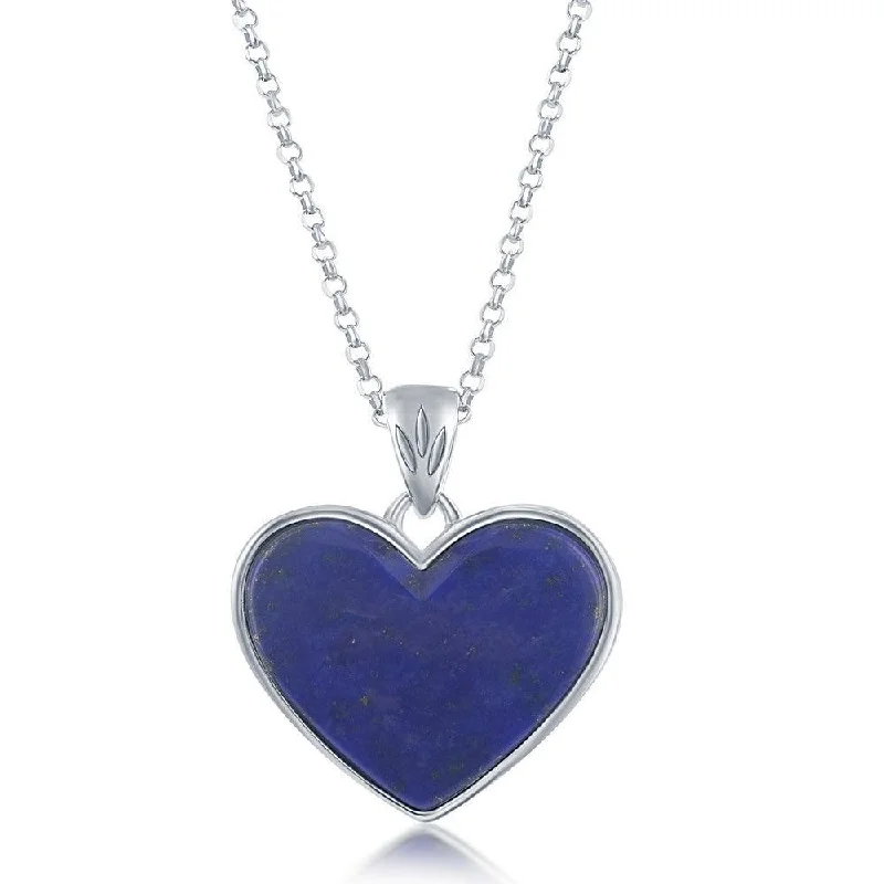 Best necklaces and pendants with cross pendants for a spiritual, meaningful symbol-Sterling Silver Lapis Heart Pendant