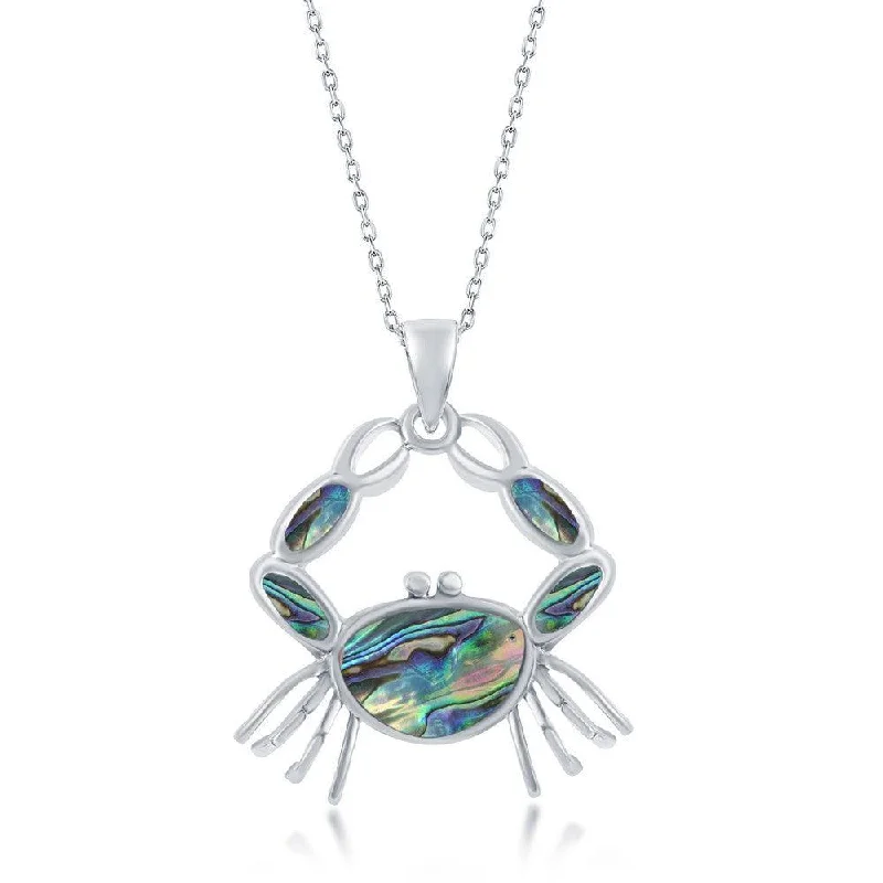 Best necklaces and pendants with butterfly pendants for a delicate, light style-Sterling Silver Large Abalone Crab Pendant Chain