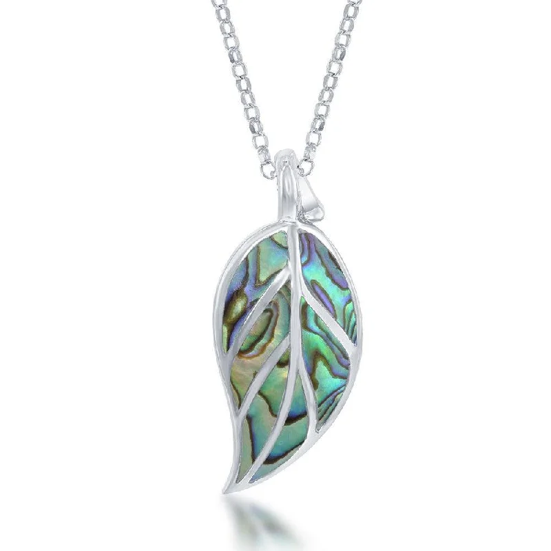 Best necklaces and pendants with seashell designs for a tropical, beachy vibe-Sterling Silver Large Abalone Leaf Pendant Chain