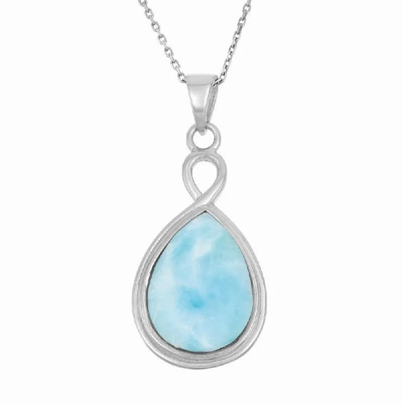 Elegant necklaces and pendants with gold chains for a chic, timeless appearance-Sterling Silver Large Teardrop Larimar Pendant