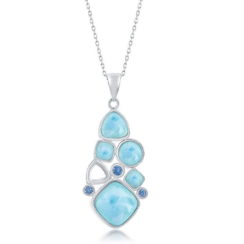 Necklaces and pendants with star-shaped designs for a whimsical, celestial touch-Sterling Silver Larimar and Blue CZ Pendant