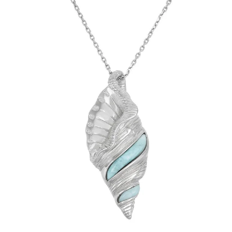 Best necklaces and pendants for weddings with matching designs for bride and groom-Sterling Silver Larimar Conch Shell Pendant