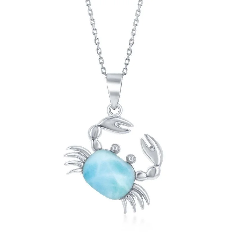 Best necklaces and pendants with opal and gold for a vibrant, luxurious contrast-Sterling Silver Larimar Crab Pendant