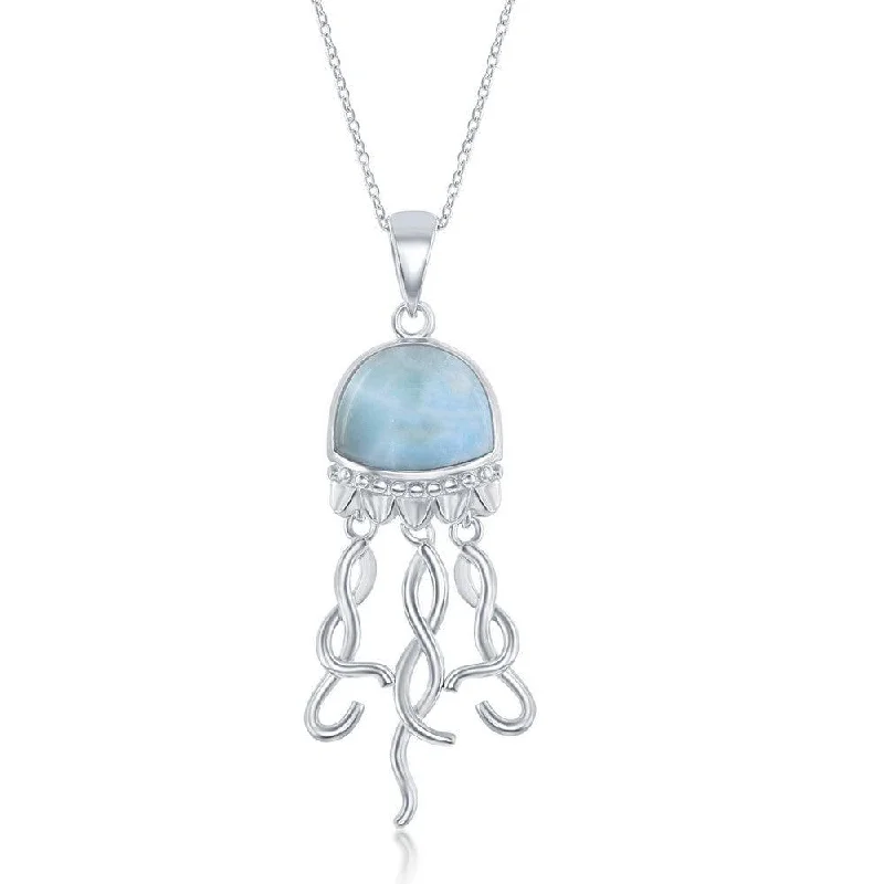 Beautiful necklaces and pendants with butterfly motifs for a whimsical style-Sterling Silver Larimar Jellyfish Pendant Only