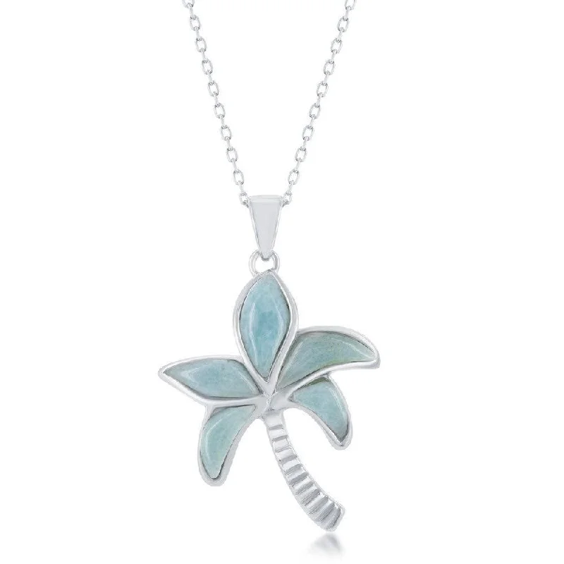 Best necklaces and pendants with silver chains for a sleek, timeless look-Sterling Silver Larimar Palm Tree Pendant