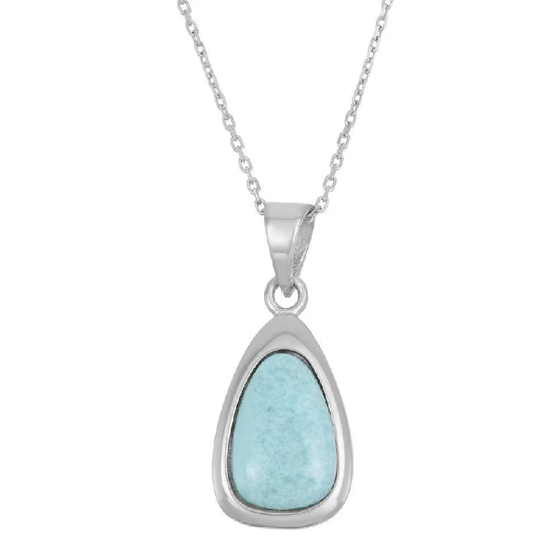 Necklaces and pendants with celestial starburst designs for a radiant look-Sterling Silver Larimar Teardrop Pendant