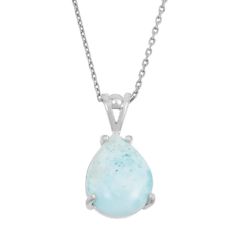 Beautiful necklaces and pendants with natural stones for an earthy, organic vibe-Sterling Silver Larimar Teardrop Pendant