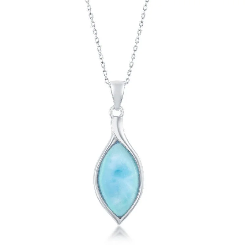 Necklaces and pendants with matching rings for a coordinated set of jewelry-Sterling Silver Marquise Larimar Pendant