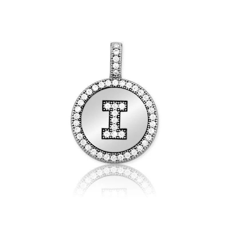 Best necklaces and pendants with turquoise stones for a vibrant boho-chic look-Sterling Silver Micro Pave Circle "I" Pendant with Chain