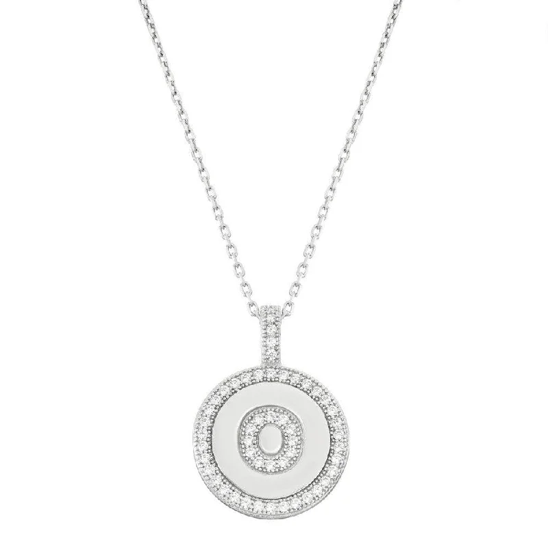 Best necklaces and pendants with cross pendants for a spiritual, meaningful symbol-Sterling Silver Micro Pave Circle "O" Pendant Chain