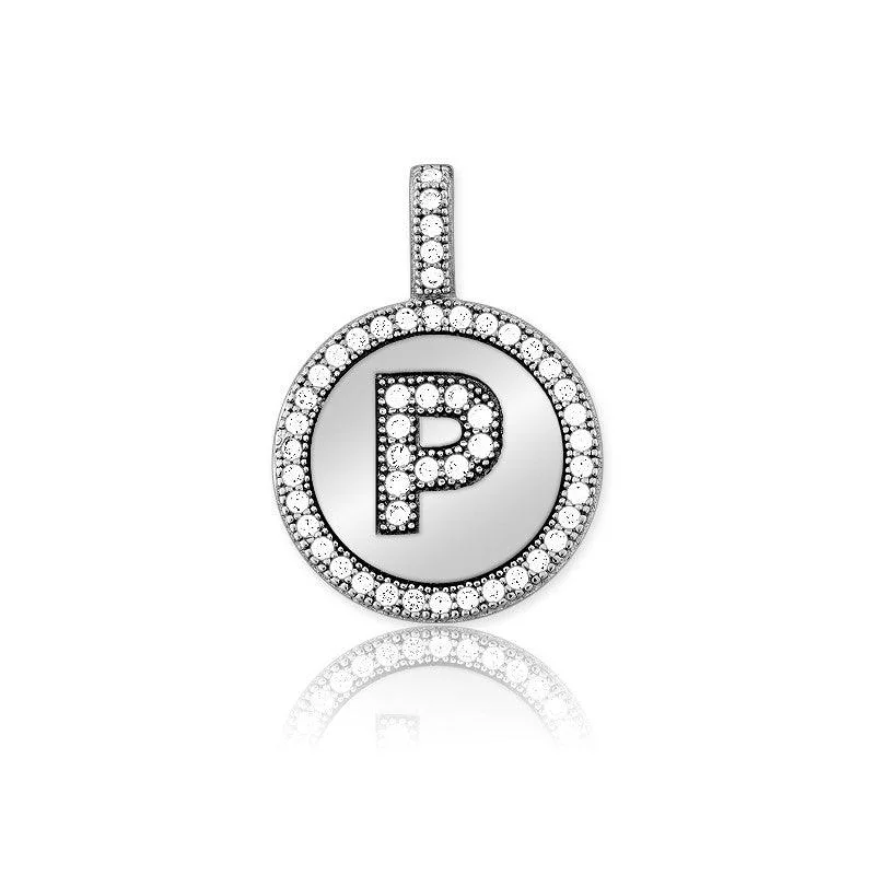 Best necklaces and pendants with art deco elements for a vintage, glamorous design-Sterling Silver Micro Pave Circle "P" Pendant with Chain