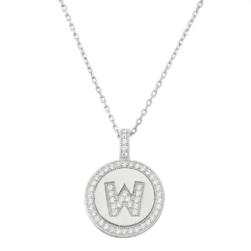 Best necklaces and pendants with butterfly wings for a delicate, graceful style-Sterling Silver Micro Pave Circle "W" Pendant Chain