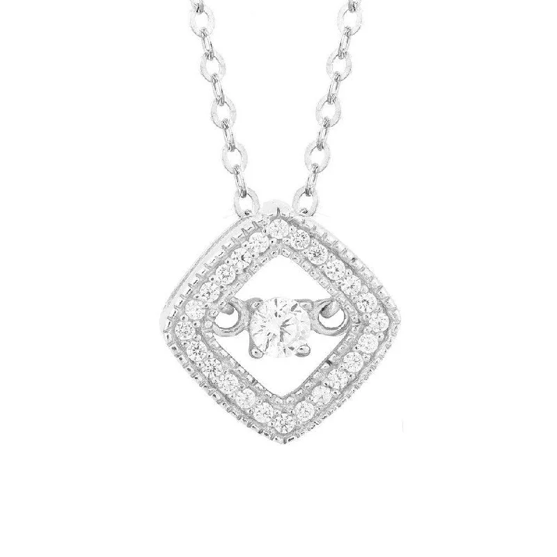 Best necklaces and pendants with emerald gemstones for a rich, sophisticated design-Sterling Silver Micro Pave Square Pendant Chain