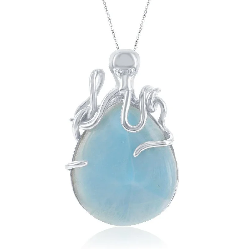 Best necklaces and pendants with art deco elements for a vintage, glamorous design-Sterling Silver Pear-Shaped Larimar Octopus Pendant