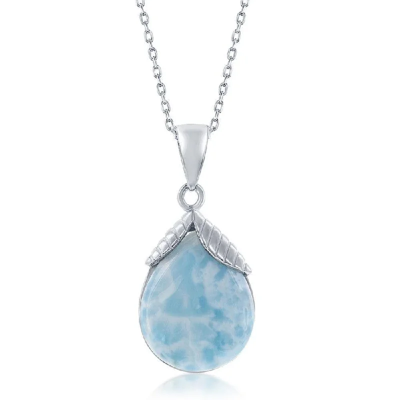 Best necklaces and pendants for everyday wear with minimalist designs-Sterling Silver Pear-Shaped Larimar Pendant