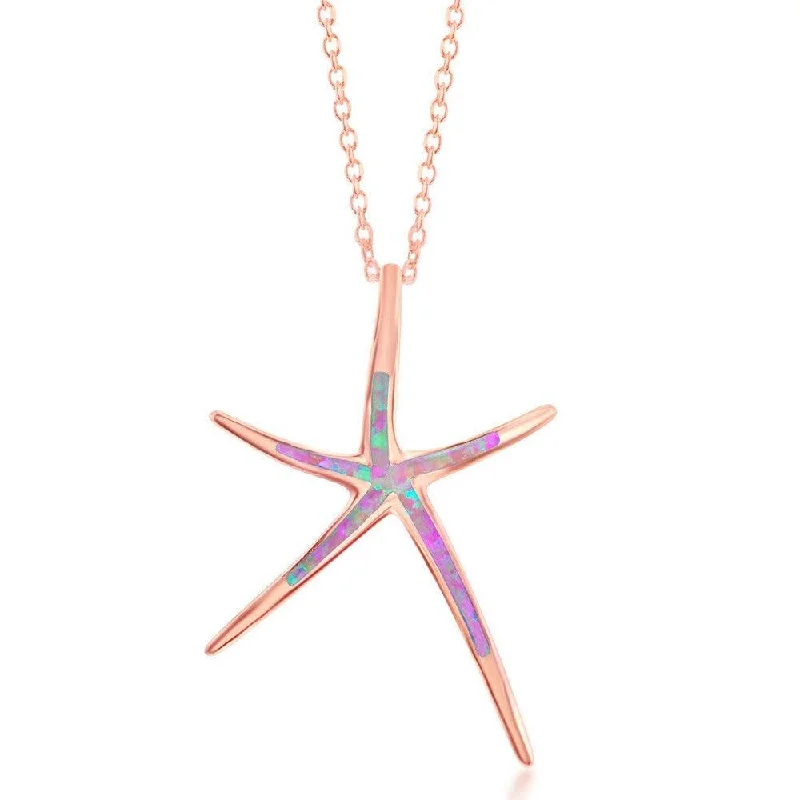 Necklaces and pendants with pearls for a classic and sophisticated touch-Sterling Silver Rose Gold Starfish Pendant