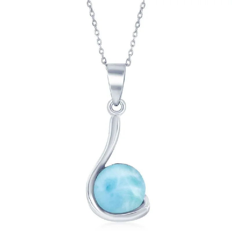 Best necklaces and pendants with seashell designs for a tropical, beachy vibe-Sterling Silver Round Larimar Swirl Design Pendant