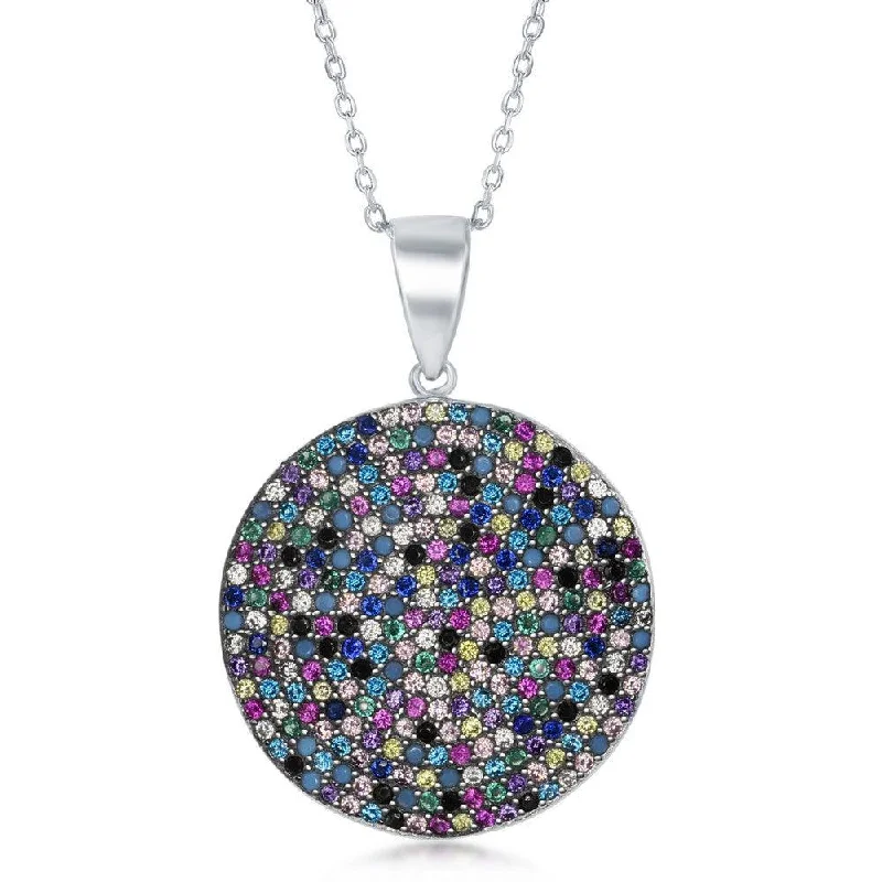 Necklaces and pendants with zodiac constellation designs for an astrological touch-Sterling Silver Round Multi-Color CZ Pendant