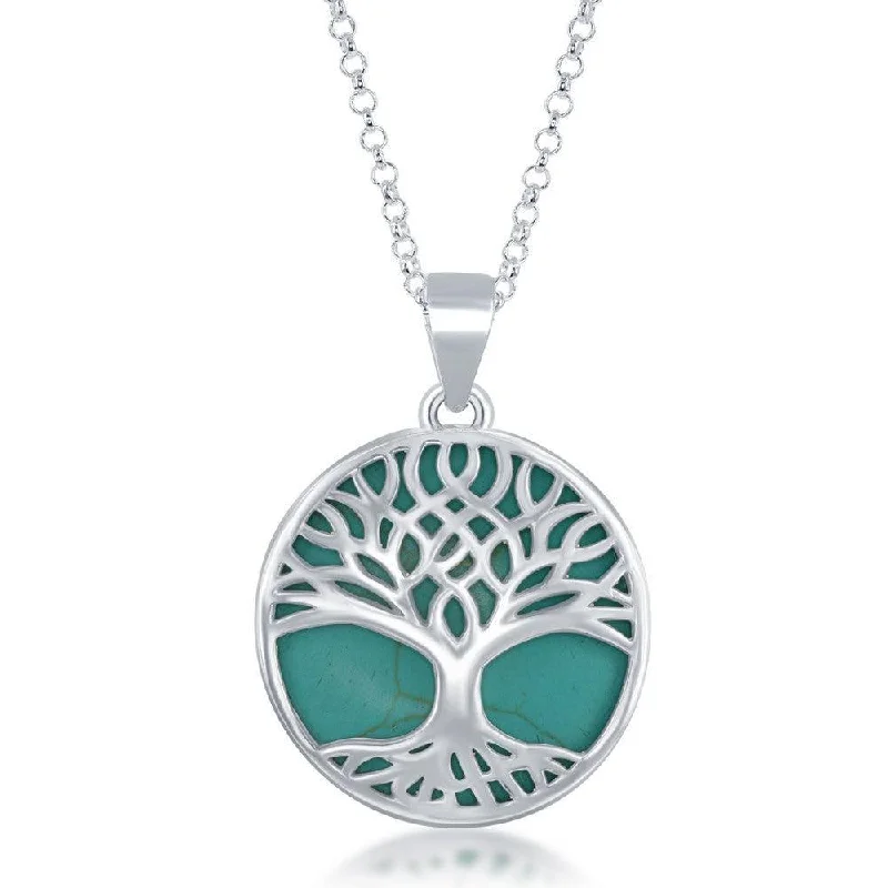 Best necklaces and pendants with art deco elements for a vintage, glamorous design-Sterling Silver Round Tree of Life Pendant Chain