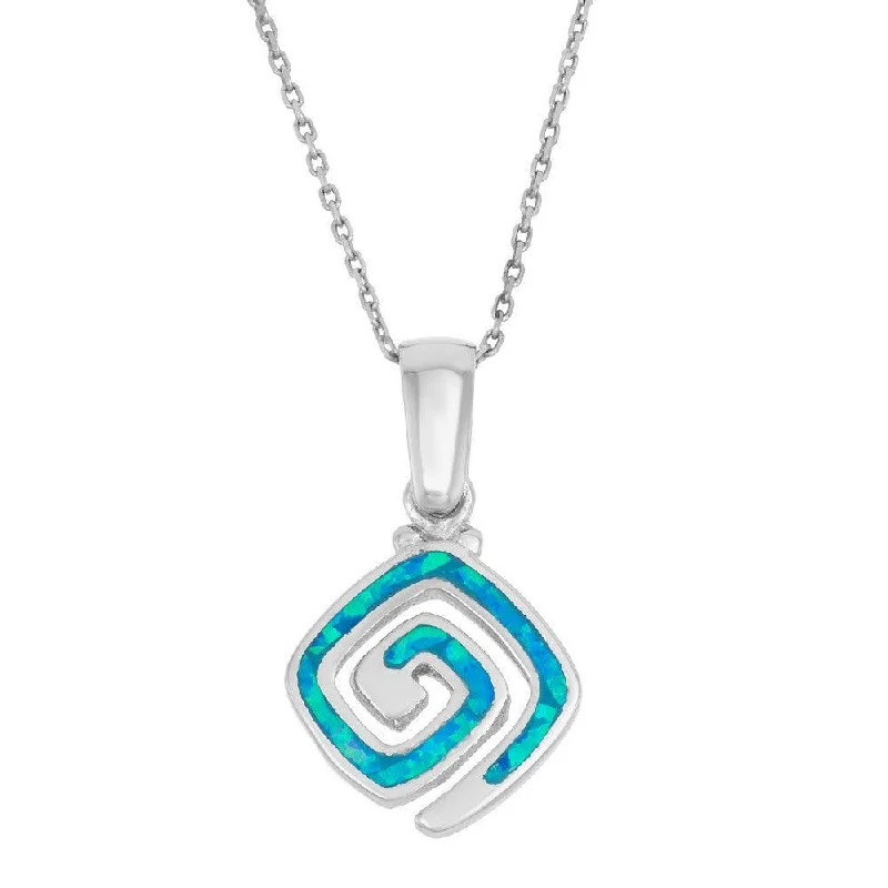 Necklaces and pendants with infinity love symbols for an eternal, romantic gesture-Sterling Silver Small Blue Inlay Opal Swirl Pendant