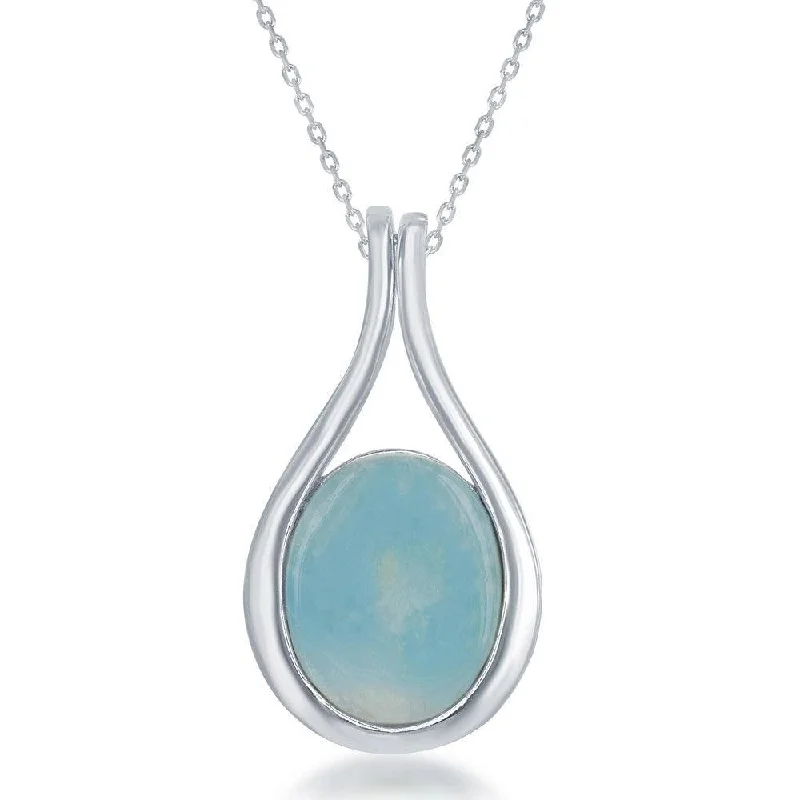 Elegant necklaces and pendants with onyx stones for a sleek, polished look-Sterling Silver Teardrop Larimar Pendant