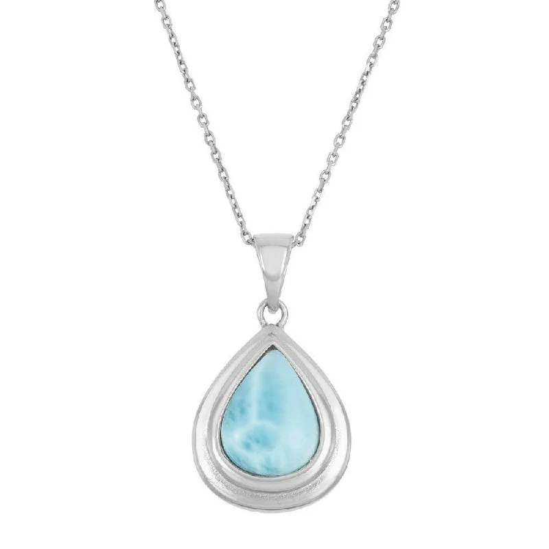 Trendy necklaces and pendants with geometric shapes for a modern aesthetic-Sterling Silver Teardrop Larimar Pendant