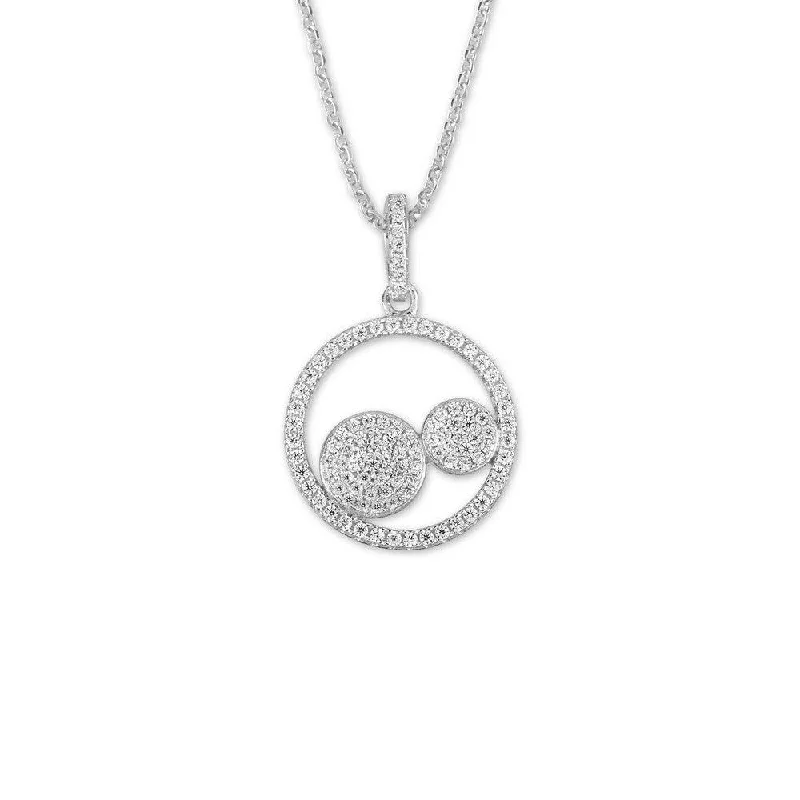 Beautiful necklaces and pendants with moon and star charms for a dreamy effect-Sterling Silver Two Center CZ Circles Pendant