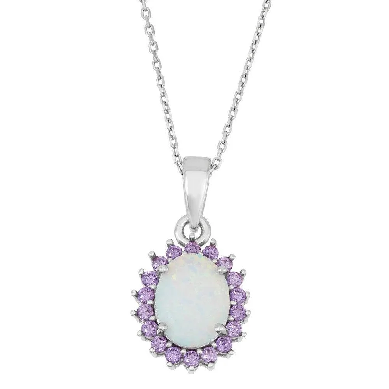 Best necklaces and pendants with glowing moonstone for an ethereal glow-Sterling Silver White Inlay Amethyst CZ Pendant