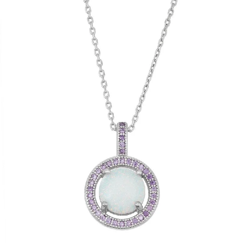 Best necklaces and pendants with layered designs for a chic, stacked look-Sterling Silver White Inlay Opal Amethyst Pendant