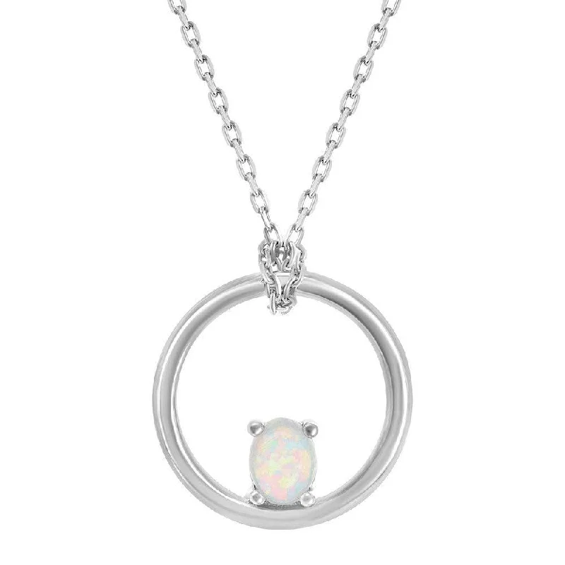 Best necklaces and pendants with cross pendants for a spiritual, meaningful symbol-Sterling Silver White Opal Circle Pendant Chain