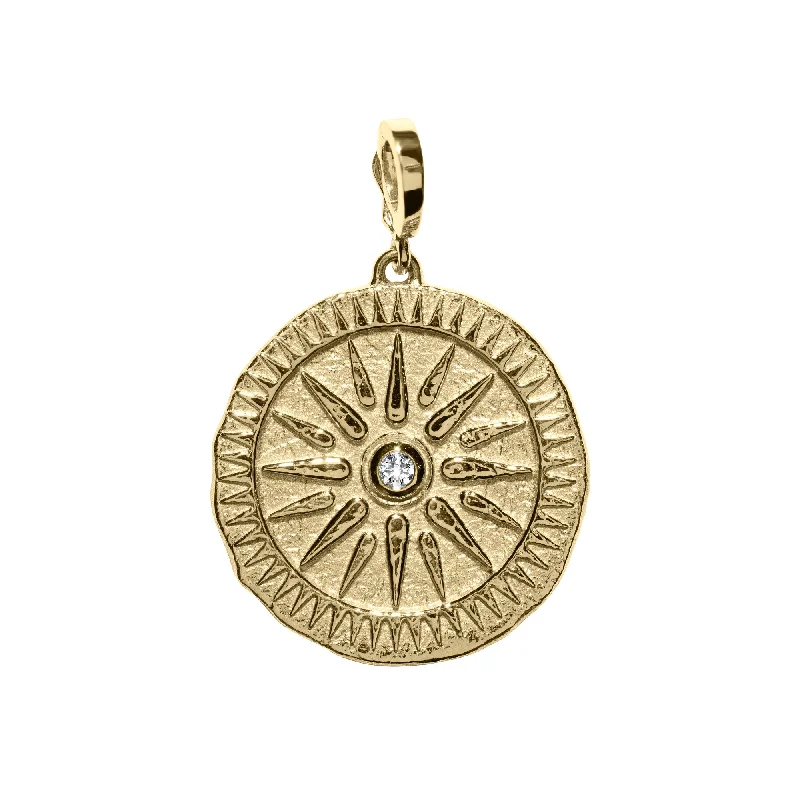 Stylish necklaces and pendants with diamonds for a glamorous and elegant look-Sunburst Coin - Large