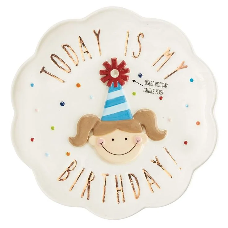 Best necklaces and pendants with personalized coordinates for a special keepsake-Today is My Birthday Plate