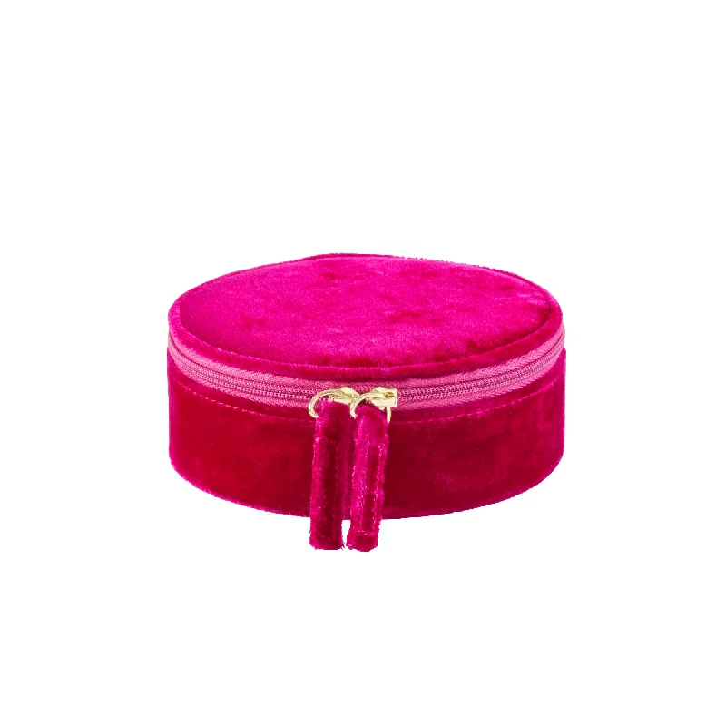 Unique necklaces and pendants with engraved messages for a sentimental gift-Travel Velvet Jewelry Box - Fuchsia