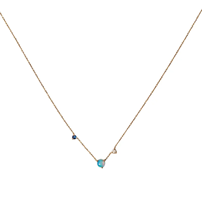 Stunning necklaces and pendants with jade gemstones for a calming green hue-Three Step Necklace - Sapphire, Opal & Diamond